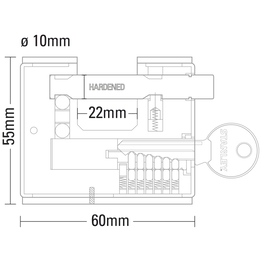 Stanley Páncélozott tömör sárgaréz lakat 60mm (S742-022)