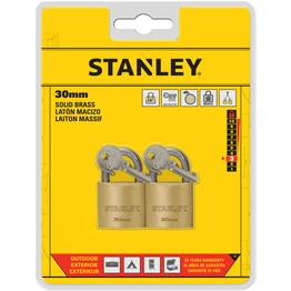 Stanley Sárgaréz lakat, normál kengyellel 30mm 2 db-os csomag  (S742-035)