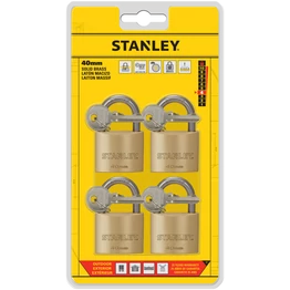 Stanley Sárgaréz lakat, normál kengyellel 40mm 4 db-os csomag  (S742-038)