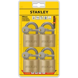 Stanley Sárgaréz lakat, normál kengyellel 50mm 4 db-os csomag  (S742-039)