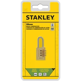 Stanley Számzáras sárgaréz lakat, 3 számjegyű kombináció, 20mm (S742-050)