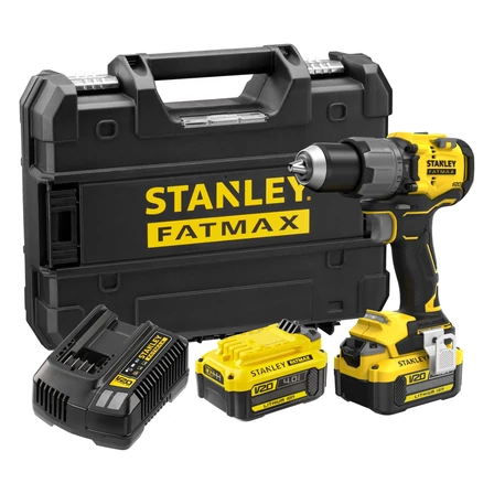 Stanley V20 Kefe-nélküli Ütvefúró-csavarozó + 2db 4.0Ah akku + TSTAK koffer (SFMCD726M2T)