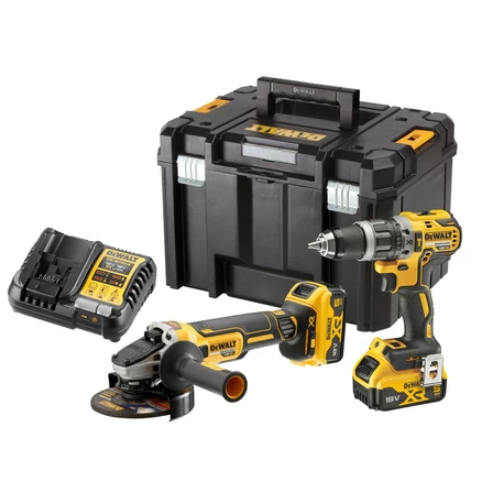 DeWalt 18V Ütvefúró + Sarokcsiszoló készlet (DCD796, DCG405) (DCK2080P2T)
