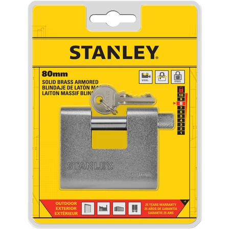 Stanley Páncélozott tömör sárgaréz lakat 80mm (S742-023)