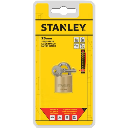 Stanley Sárgaréz lakat, normál kengyellel 25mm (S742-029)