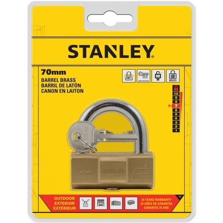 Stanley Hengeres tömör sárgaréz lakat, 70mm (S742-048)