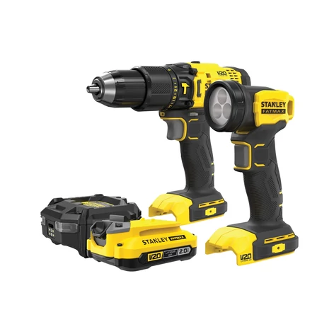 Stanley V20 Ütvefúró-csavarozó + LED Lámpa készlet
