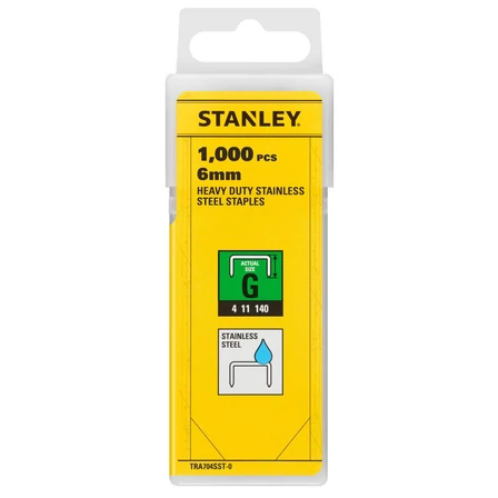 Stanley Rozsdamentes acél tűzőkapocs 'G' 6mm 1000db (TRA704SST-0)