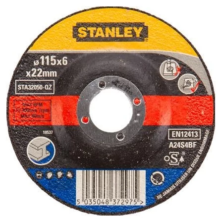 Stanley fémcsiszoló tárcsa 115 x 6 x 22mm (STA32050)