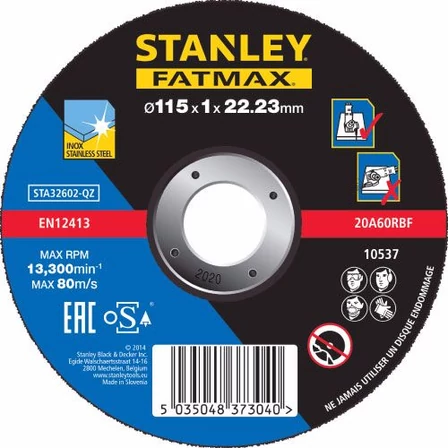 Stanley FatMax inoxvágó tárcsa 115 x 1 x 22mm (STA32602)