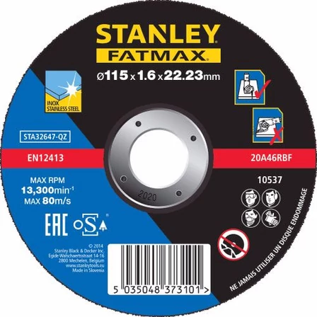 Stanley FatMax inoxvágó tárcsa 115 x 1,6 x 22mm (STA32647)