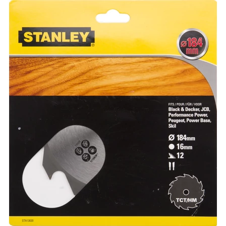 Stanley Körfűrészlap TCT 184x16 12T (STA13020)