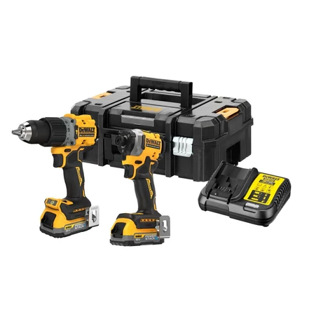 DeWalt 18V XR POWERSTACK KIT: DCD805 ütvefúró, DCF850 ütvecsavarozó, 2xPOWERSTACK 1,7 Ah, töltővel kofferben (DCK2050E2T)